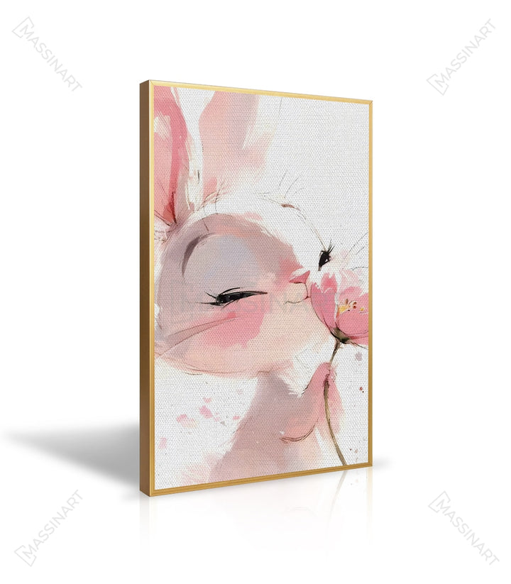 Tableau lapin mignon rose blanc décoration chambre Massinart