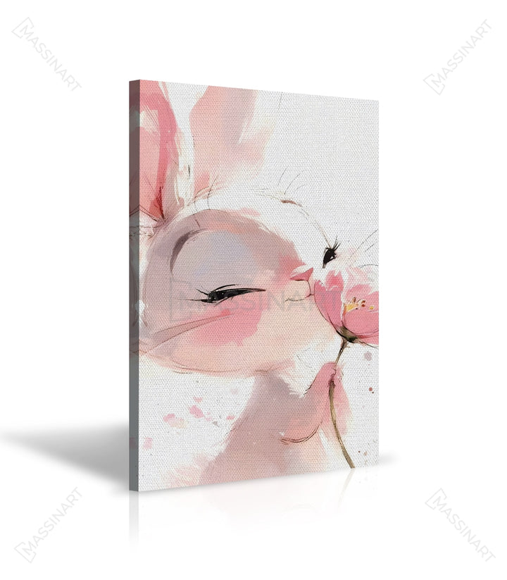 Tableau floral lapin douce illustration Massinart