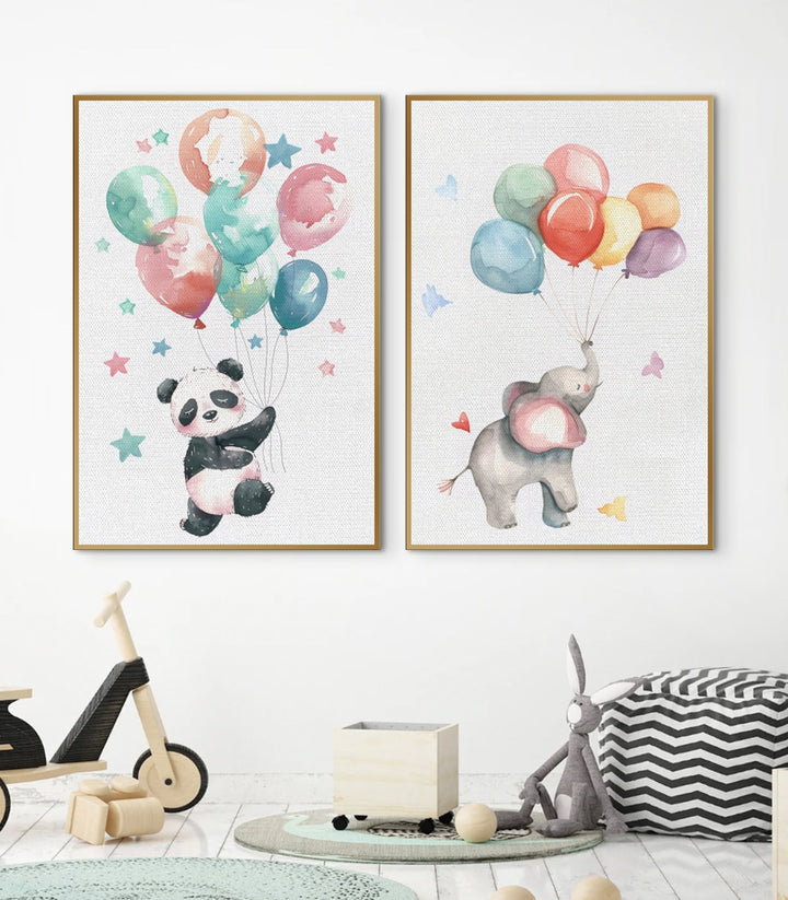 Mise en situation diptyque ballons chambre enfant moderne Massinart