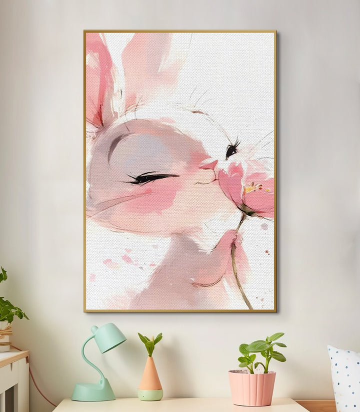 Tableau Lovely Rabbit mise en situation chambre enfant Massinart