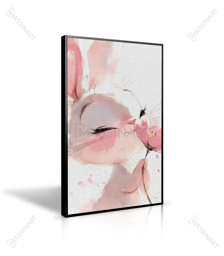 Tableau portrait lapin aquarelle chambre fille Massinart