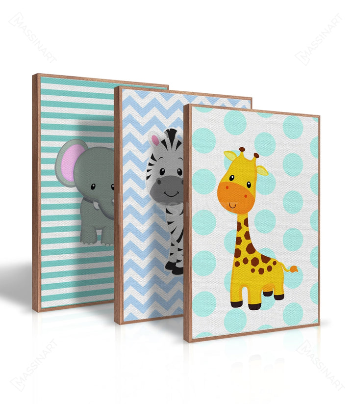 Mise en scène salon moderne triptyque Happy Animals Massinart