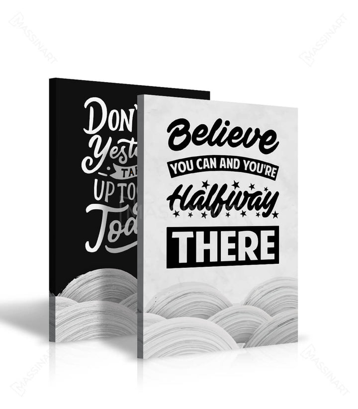 Tableau diptyque motivation bureau noir blanc mise en situation décoration intérieur Massinart