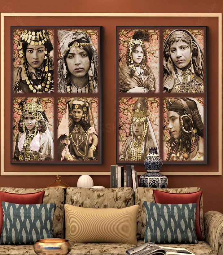 Mise en situation salon marocain Berber Tribe diptyque décoration murale intérieur Massinart