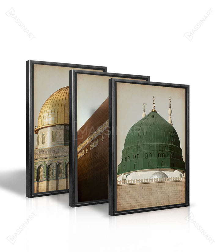 Tableau triptyque dômes islamiques Massinart — mise en situation détail cadres