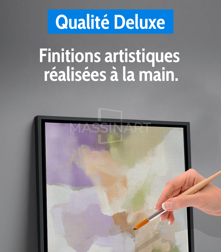 Hôtel atmosphère zen, tableau abstrait formes organiques Soft Echoes Massinart