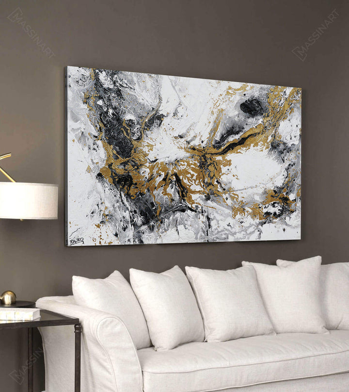 Décoration intérieur contemporain — Tableau or et noir Gold Splash — Massinart