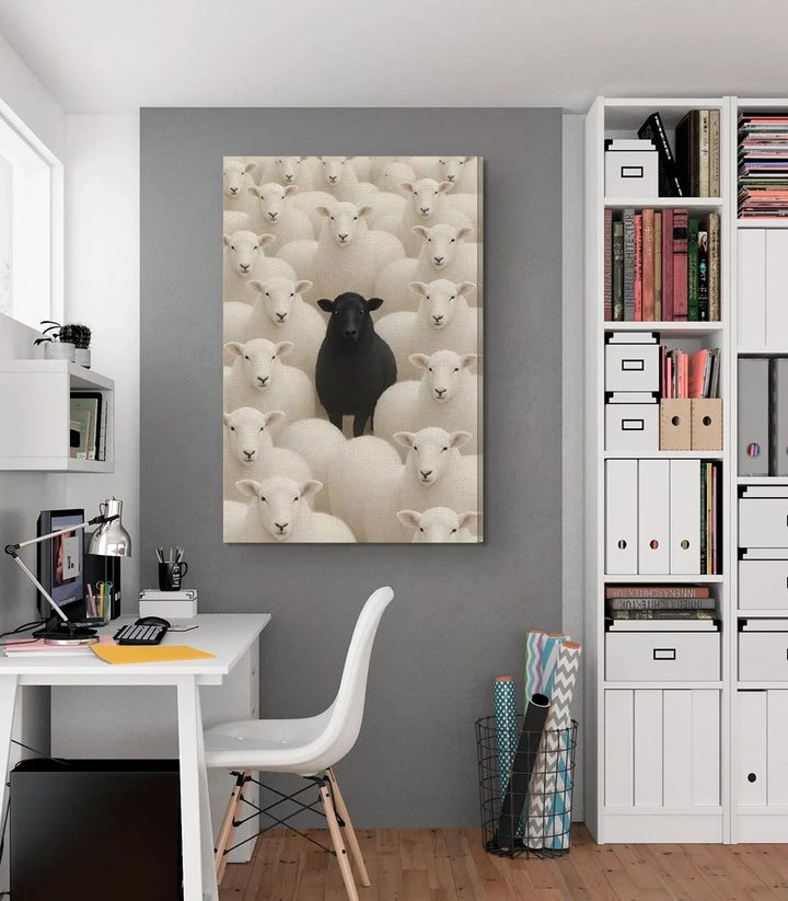 Tableau animalier mouton noir symbolique Massinart