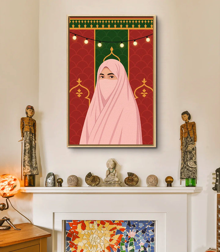 Tableau portrait islamique femme voilée décoration orientale Massinart