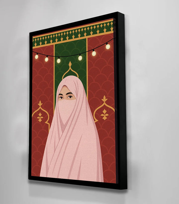 Tableau femme voilée couleurs chaudes Moroccan Veil Massinart