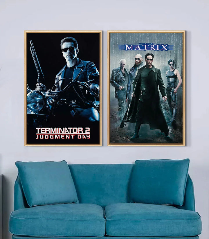 Tableau Steel Warriors diptyque mise en situation salon turquois Massinart