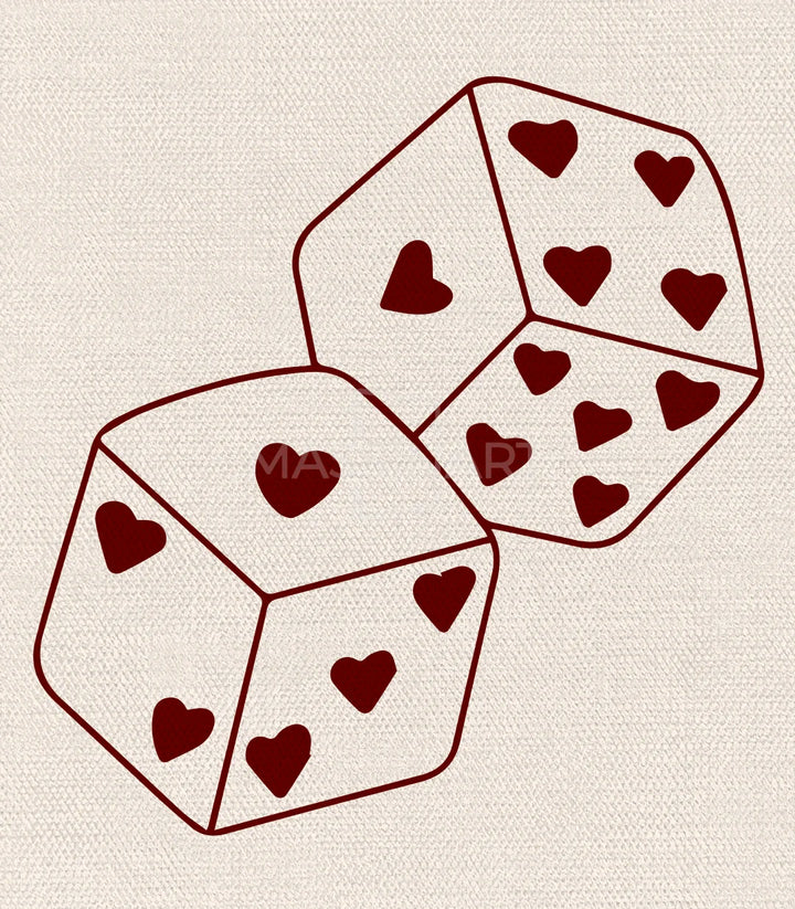 Tableau Lucky You Massinart — détail cartes poker motifs bordeaux