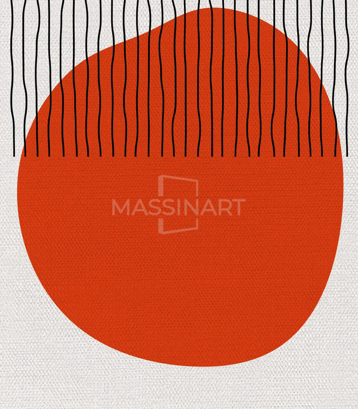 Détail panneau gauche cercle rouge triptyque minimaliste Massinart