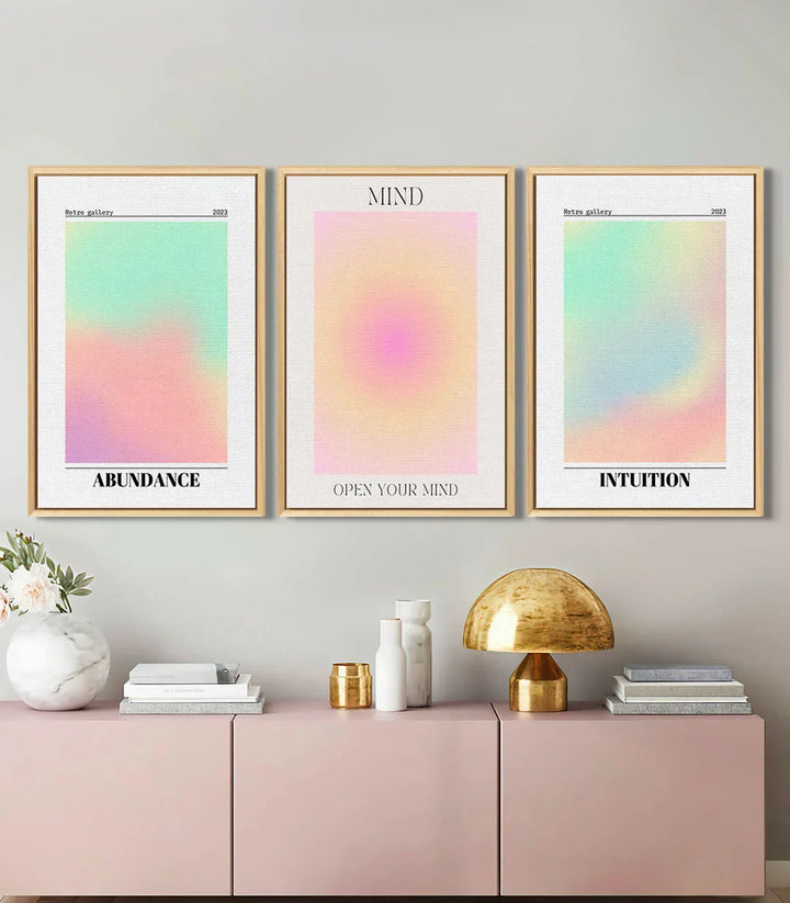Décoration intérieur chambre triptyque motivation Abundance Massinart