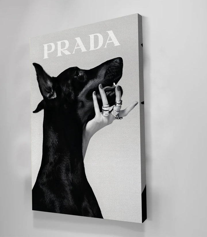 Tableau Prada chien luxe noir blanc Massinart