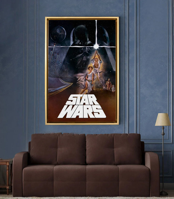 Mise en situation décoration salon moderne — affiche Star Wars Massinart
