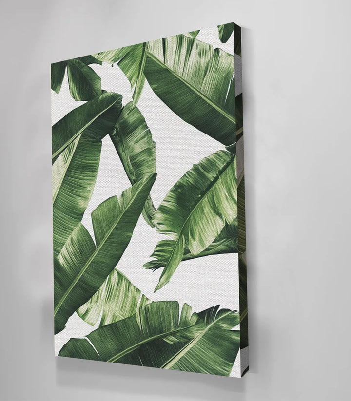 Tableau feuilles monstera palmier beige fond clair - Massinart