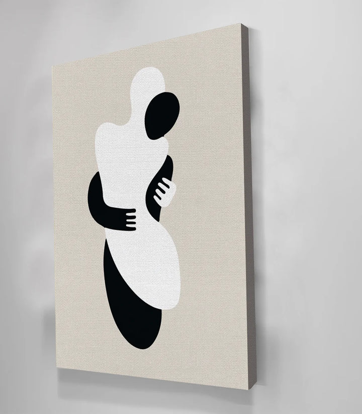 Tableau figures abstraites épurées en noir et beige Massinart