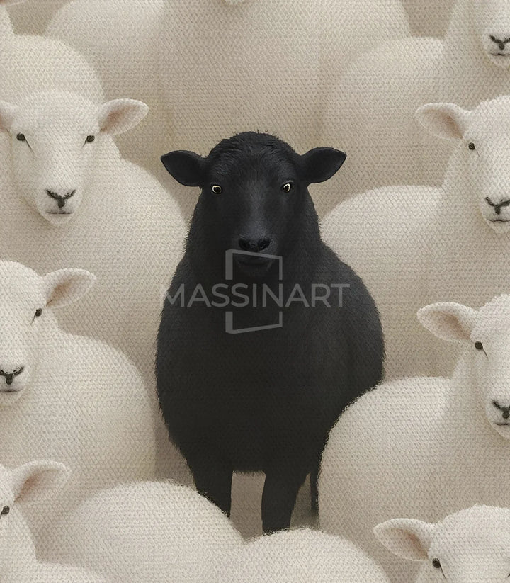 Composition surréaliste mouton noir troupeau Massinart