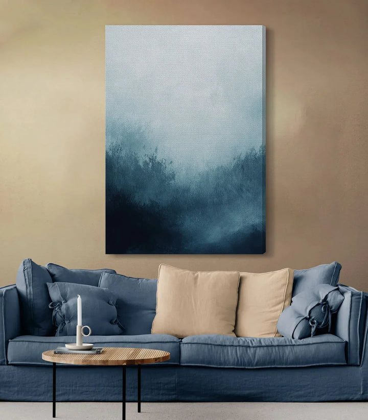 Tableau paysage brume abstrait couleurs froides Massinart