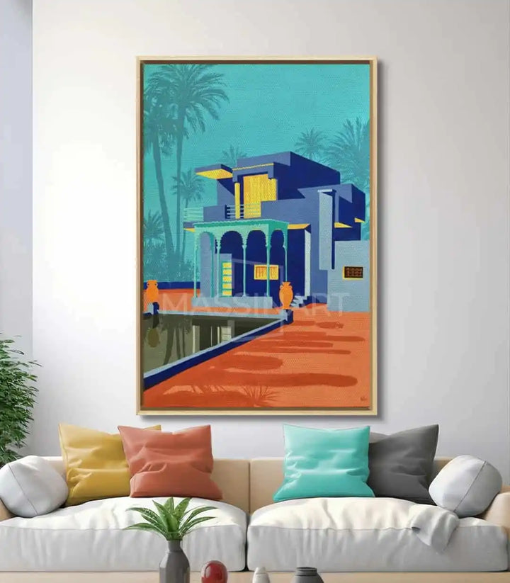 Mise en situation Tableau Villa Majorelle Massinart — ambiance séjour intérieur