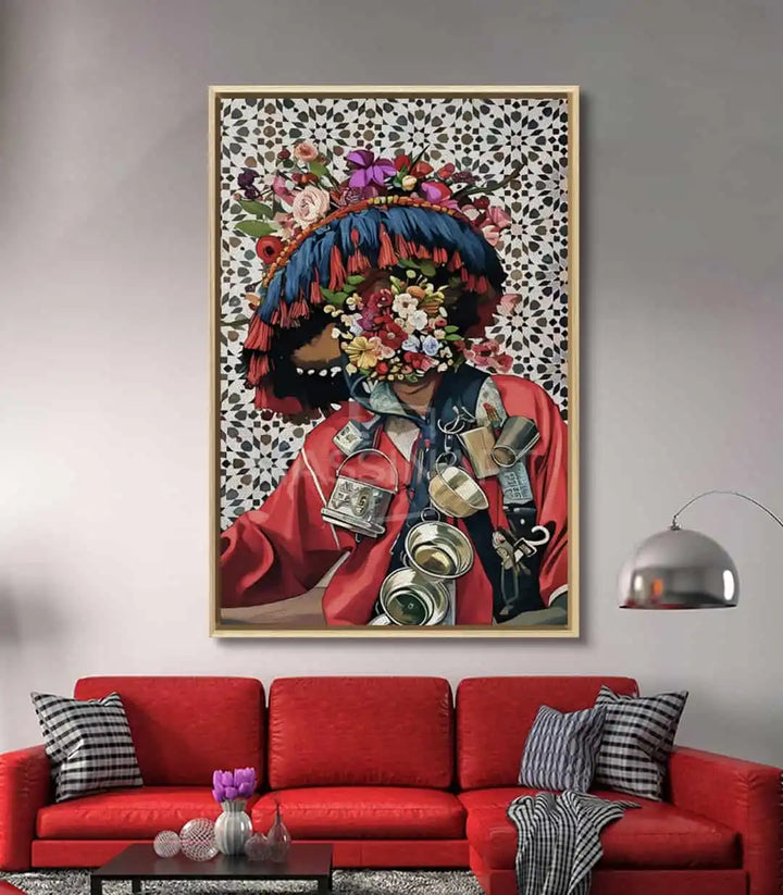 Tableau Floral Guerrab Massinart — décoration intérieur mur gris contemporary art
