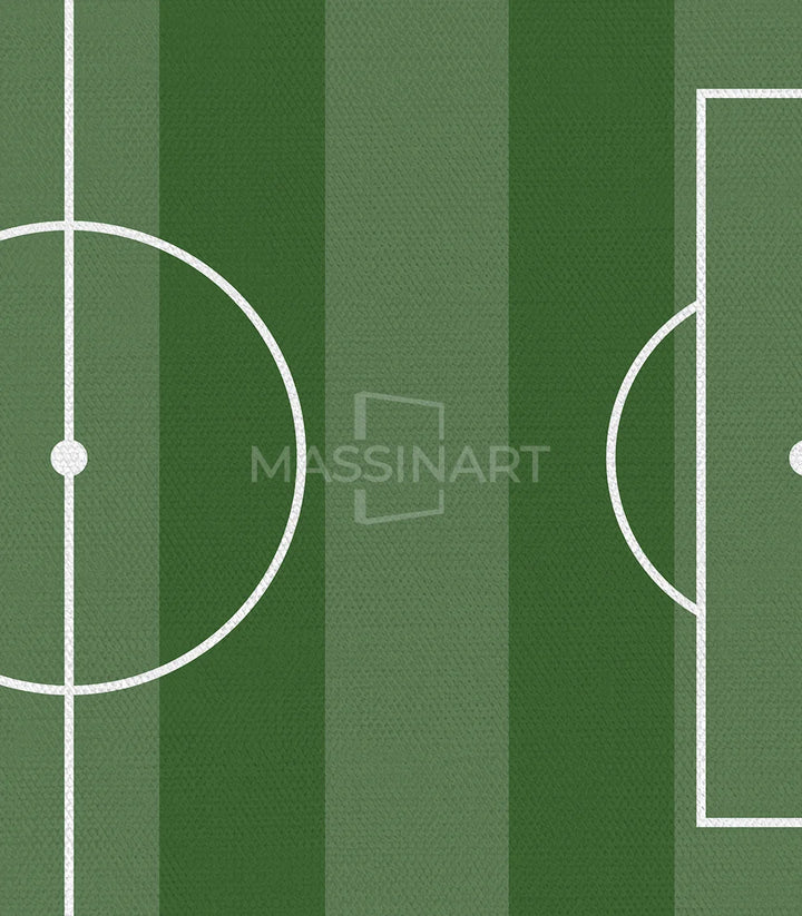 Tableau terrains sports minimaliste palette verte bleu terracotta Massinart