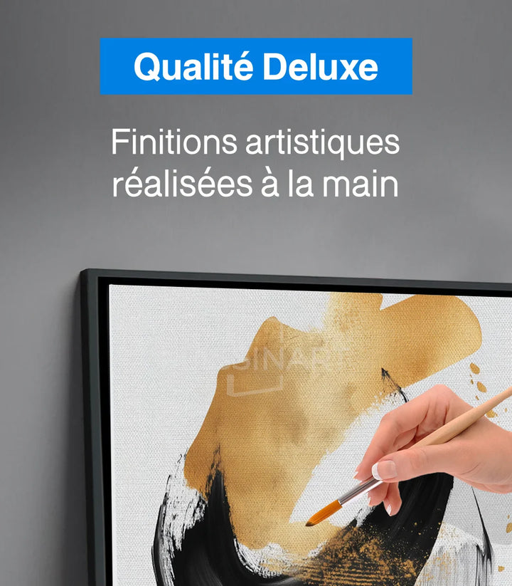 Tableau abstrait pour bureau ou chambre — palette noir doré, Massinart