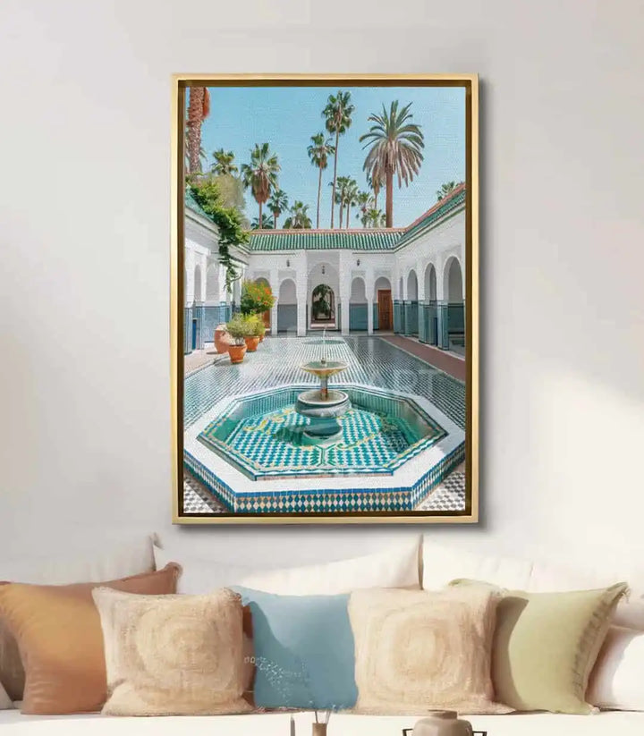 Mise en situation Tableau Palais Bahia dans salon moderne Massinart