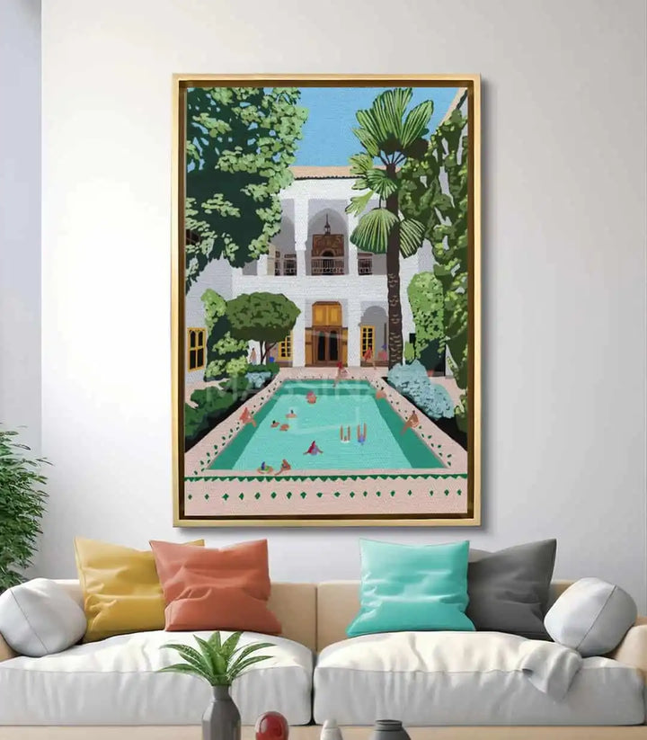 Mise en situation salon moderne Tableau Serene Retreat Massinart — décoration murale