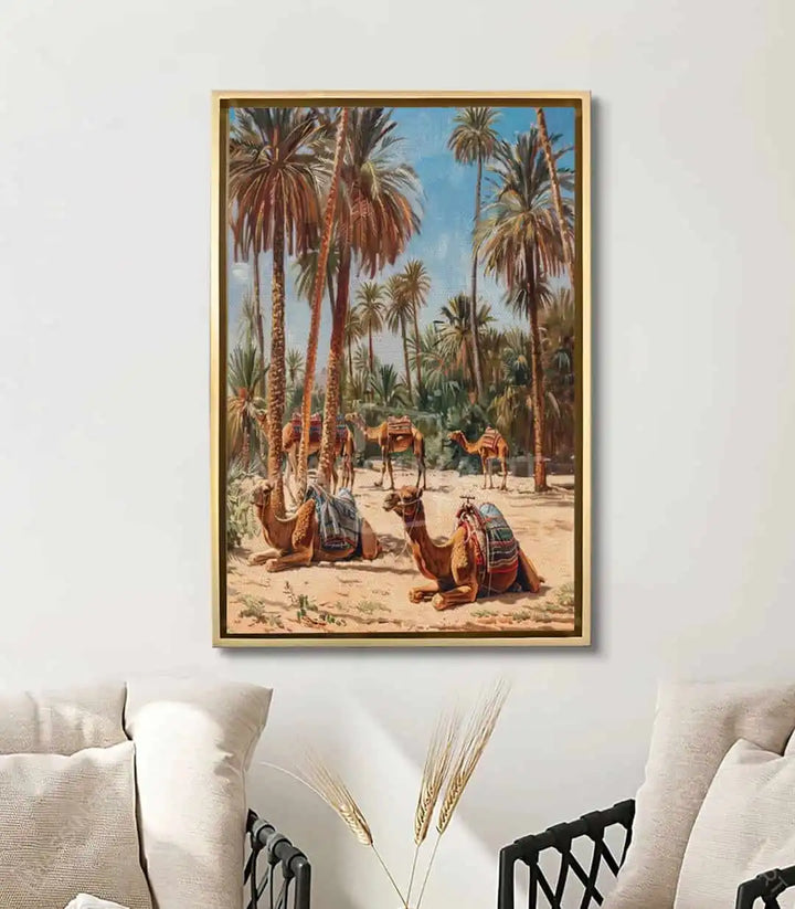Tableau Nomads en mise en situation salon marocain contemporain Massinart