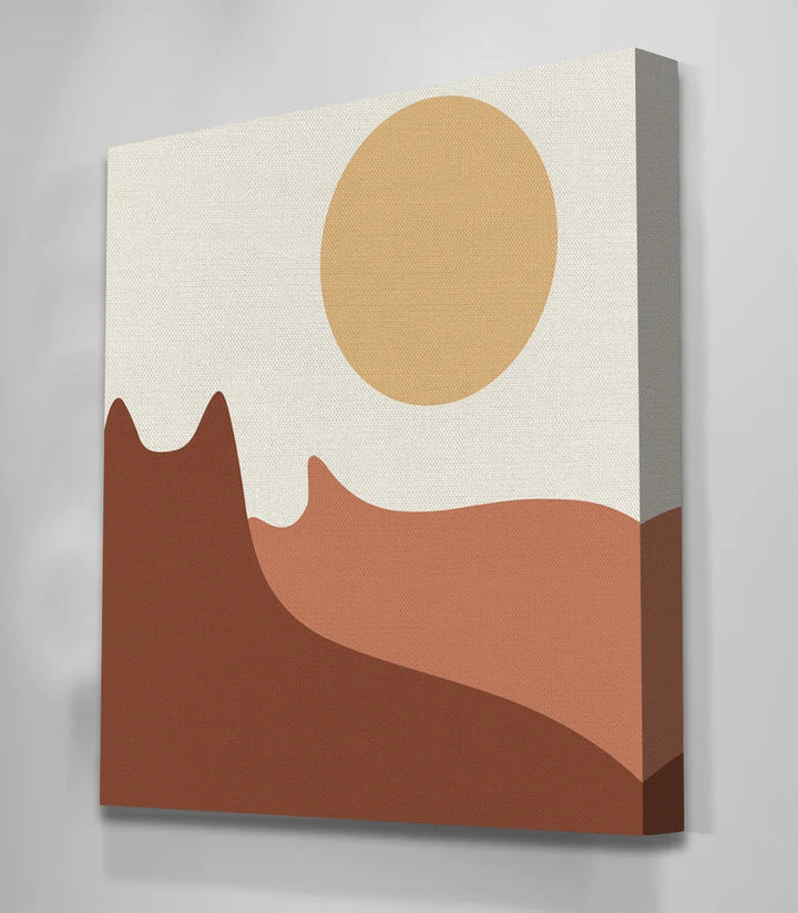 Tableau paysage désert coucher soleil Massinart — mise en situation salon
