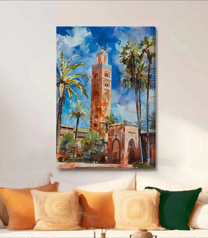 Décoration intérieur tableau Koutoubia peinture minaret marrakech, Massinart
