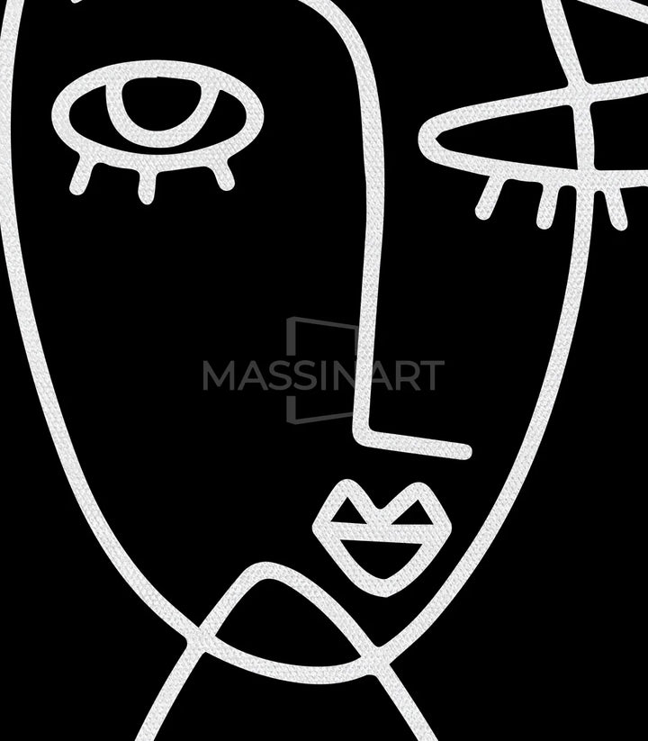 Détail tableau traits épurés noir blanc minimaliste Massinart