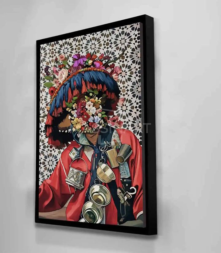 Tableau Floral Guerrab Massinart — encadrement noir mur intérieur moderne
