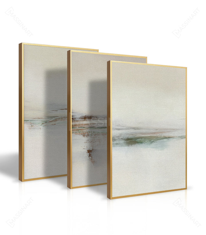 Détail artistique du triptyque — horizons apaisants et touches aquarellées, Massinart