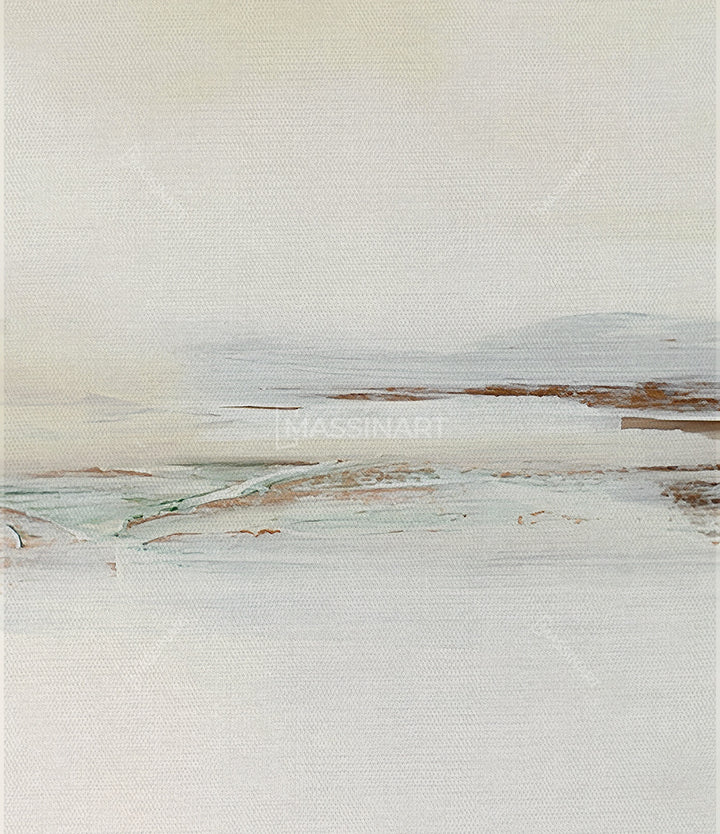 Mise en situation cadre de vie — Triptyque Sands of Solace dans salon minimaliste, style zen Massinart