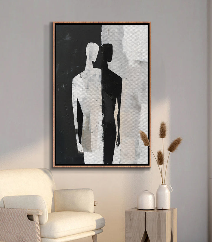 Décoration intérieur contemporain Massinart — Tableau abstrait silhouettes vertical