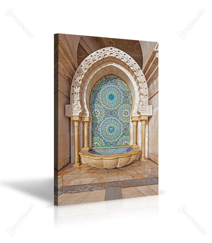 Mise en situation salon moderne tableau fontaine marocaine Massinart