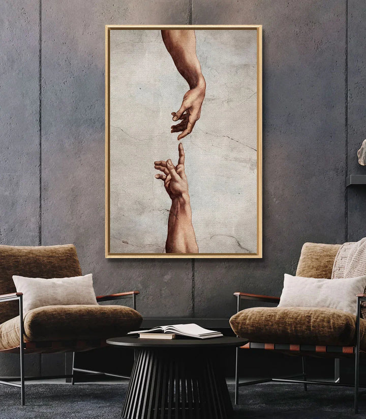 Tableau mains enlacées vertical décoration mur couloir Massinart