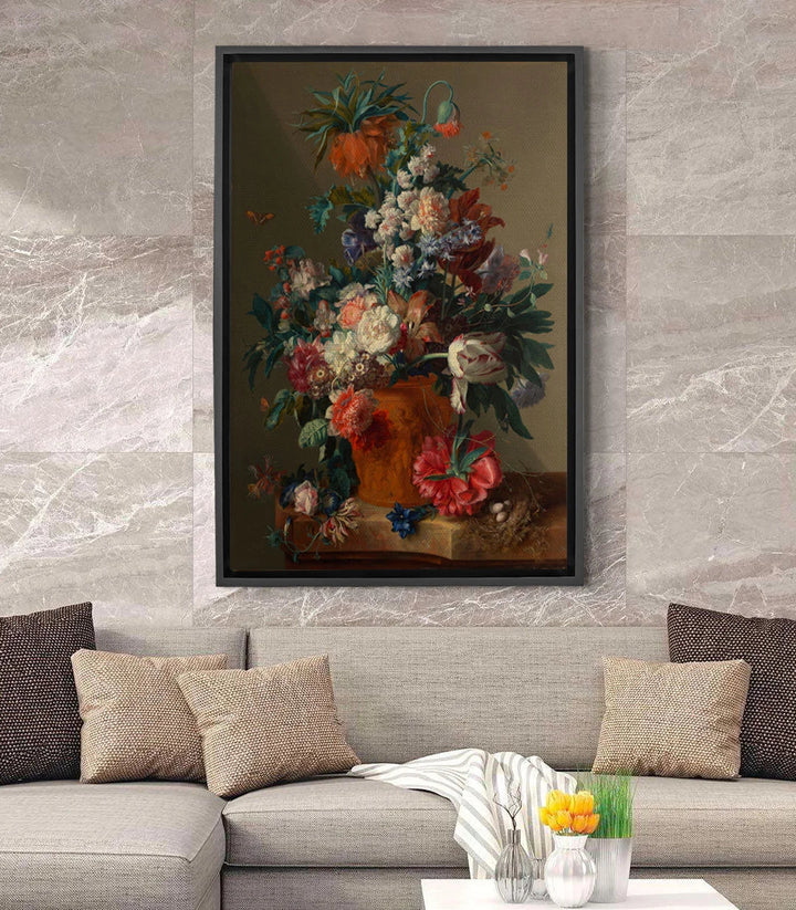 Tableau Vase de Fleurs - Mise en situation salon moderne Massinart