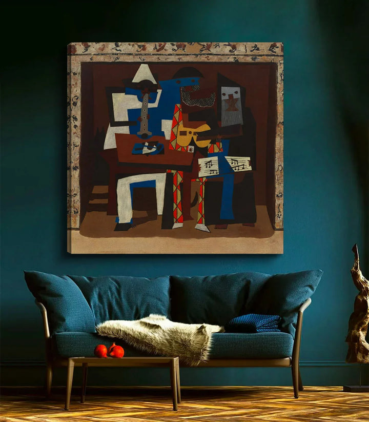 Décoration chambre bureau — Three Musicians tableau carré cadre noir Massinart
