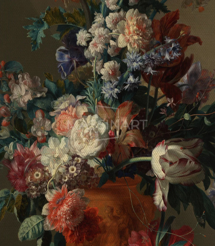Tableau Vase de Fleurs - Style baroque détails floraux Massinart
