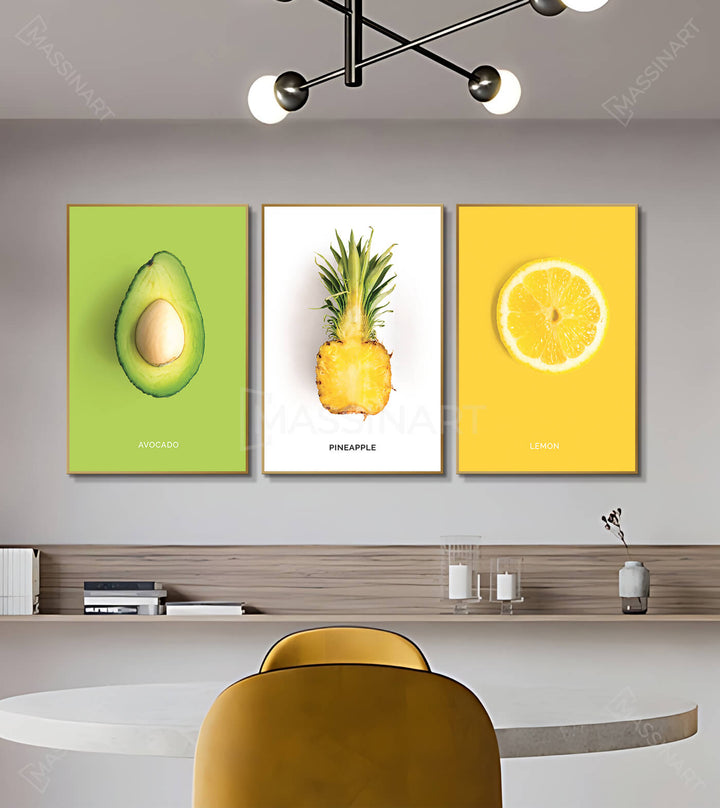 Tableau citron jaune pop-art Massinart — illustration citron frais sur fond jaune