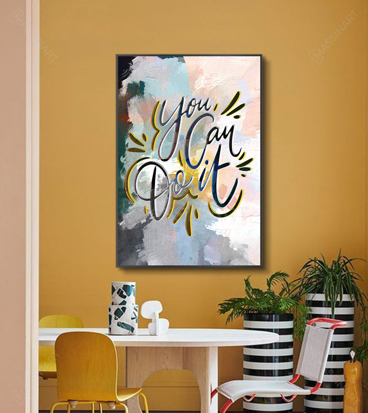 Mise en situation salon bureau — Tableau You can do it Massinart décoration intérieur