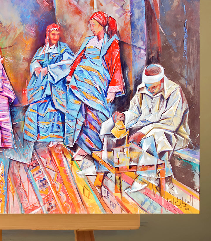Femmes de l’Ahouach - signé par l'artiste Mohamed Assalmi. – Massinart