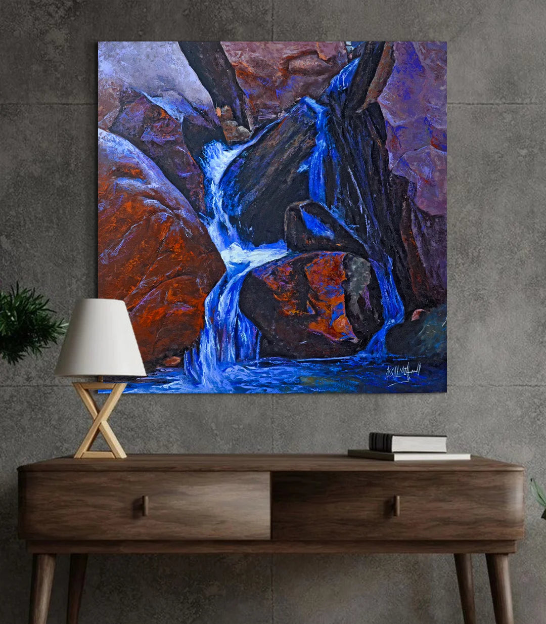 Cascade d'Imlil - signé par l'artiste Mohamed Assalmi.