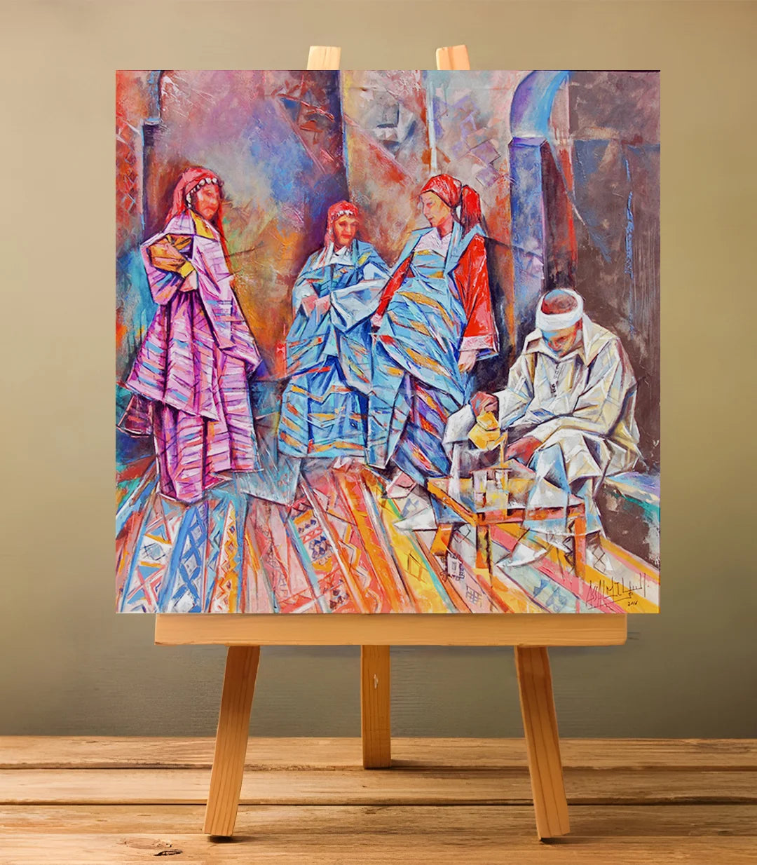 Femmes de l’Ahouach - signé par l'artiste Mohamed Assalmi.