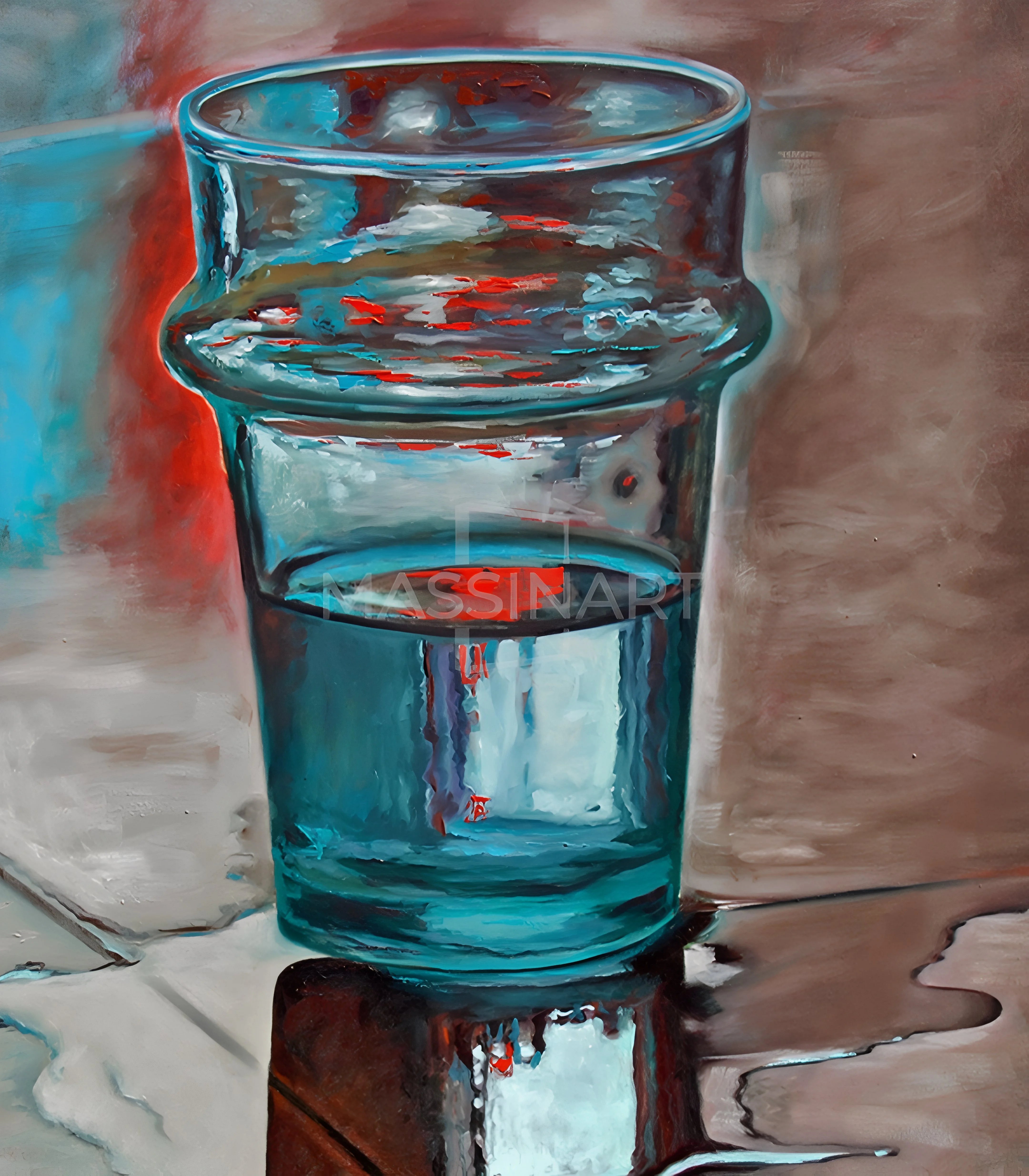Le Verre d'eau - signé par l'artiste Mohamed Assalmi.