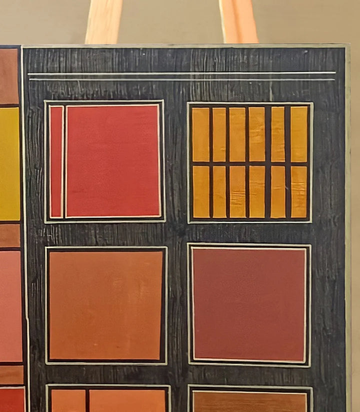 harmonie de carrés marrons - signé par l'artiste Nada ZR. – Massinart